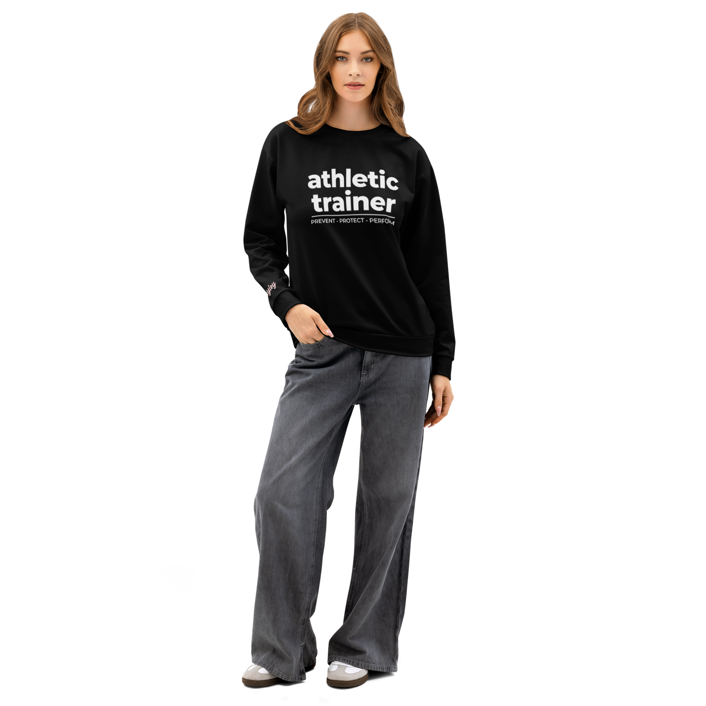 "athletic trainer" crew neck sweatshirt